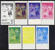 Staffa 1982 Princess Di's 21st Birthday souvenir sheet (£1 value) the set of 7 imperf progressive colour proofs comprising the four individual colours plus,various colour combinations unmounted mint