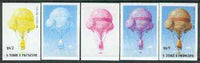 St Thomas & Prince Islands 1980 Balloons 7Db (John Wise) set of 5 imperf progressive proofs comprising blue and magenta single colours, blue & magenta and black & yellow composites plus all four colours unmounted mint