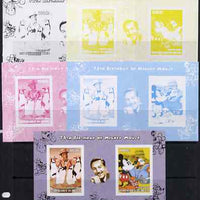 Benin 2004 75th Birthday of Mickey Mouse - Penguins from Mary Poppins & Mickey in Oil Crisis sheetlet containing 2 values plus,the set of 5 imperf progressive proofs comprising the 4 individual colours plus all 4-colour composite, unmounted mint