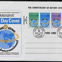 Zimbabwe 1980 75th Anniversary of Rotary International m/sheet on illustrated unaddressed cover with first day cancel, SG MS 595