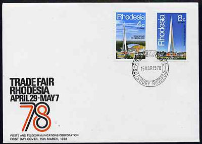 Rhodesia 1978 Trade Fair set of 2 on Official unaddressed cover with first day cancel, SG 553-54