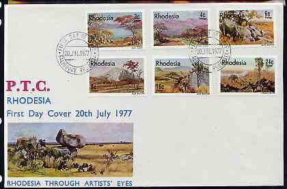 Rhodesia 1977 Landscape Paintings set of 6 on illustrated unaddressed cover with first day cancel, SG 543-48