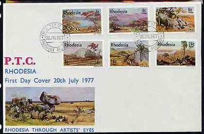 Rhodesia 1977 Landscape Paintings set of 6 on illustrated unaddressed cover with first day cancel, SG 543-48