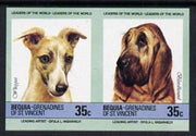 St Vincent - Bequia 1985 Dogs (Leaders of the World) 35c (Bloodhound & Whippet) imperf se-tenant pair unmounted mint