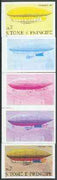 St Thomas & Prince Islands 1980 Airships 7Db (Willows II) set of 5 imperf progressive proofs comprising blue and magenta single colours, blue & magenta and black & yellow composites plus all four colours unmounted mint