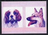 St Vincent - Bequia 1985 Dogs (Leaders of the World) 55c (King Charles & GSD) imperf se-tenant proof pair in magenta & blue only unmounted mint