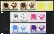 St Vincent - Bequia 1985 Dogs (Leaders of the Wo unmounted mintrld) $2 (Pekinese & Golden Retriever) set of 7 imperf se-tenant progressive proof pairs comprising the 4 individual colours, plus 2, 3 and all 4-colour composites
