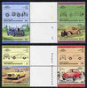St Vincent - Union Island 1985 Cars #1 (Leaders of the World) set of 8 in se-tenant gutter pairs (folded through gutters or perfs) from uncut archive proof sheet unmounted mint