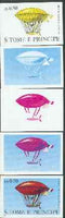 St Thomas & Prince Islands 1980 Airships 0.5Db (De Lôme) set of 5 imperf progressive proofs comprising blue and magenta single colours, blue & magenta and black & yellow composites plus all four colours unmounted mint