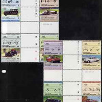 St Vincent - Union Island 1985 Cars #3 (Leaders of the World) set of 16 in se-tenant cross-gutter block (folded through gutters or perfs) from uncut archive proof sheets, some split perfs & wrinkles but a rare archive item unmounted mint