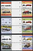 St Vincent - Union Island 1986 Cars #4 (Leaders of the World) set of 12 in se-tenant gutter pairs (folded through gutters or perfs) from uncut archive proof sheets unmounted mint