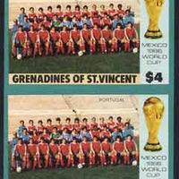 St Vincent - Grenadines 1986 World Cup Football $4 (Portugal Team) in unmounted mint imperf pair, previously unrecorded, SG 474var
