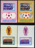 St Vincent - Grenadines 1986 World Cup Football the set of two m/sheet die proofs in red and blue only (missing Country name & value) on Cromalin plastic card (ex archives) as SG MS 476 plus issued m/sheets