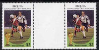 St Vincent - Bequia 1986 World Cup Football $2 (West Germany) gutter pair (unfolded) from uncut archive proof sheet unmounted mint