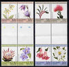 St Vincent - Bequia 1985 Flowers (Leaders of the World) set of 8 in se-tenant gutter pairs (folded through gutters) from uncut archive proof sheets unmounted mint