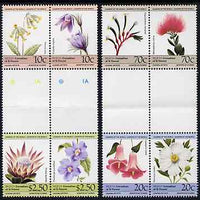 St Vincent - Bequia 1985 Flowers (Leaders of the World) set of 8 in se-tenant gutter pairs (folded through gutters) from uncut archive proof sheets unmounted mint