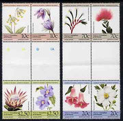 St Vincent - Bequia 1985 Flowers (Leaders of the World) set of 8 in se-tenant gutter pairs (folded through gutters) from uncut archive proof sheets unmounted mint