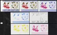 St Vincent - Bequia 1985 Flowers (Leaders of the World) 20c (Lapageria rosea & Romneya coulteri) set of 7 imperf se-tenant progressive proof pairs comprising the 4 individual colours, plus 2, 3 and all 4-colour composites unmounted mint
