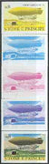 St Thomas & Prince Islands 1980 Airships 8Db (Ville de Lucerne) set of 5 imperf progressive proofs comprising blue and magenta single colours, blue & magenta and black & yellow composites plus all four colours unmounted mint