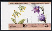 St Vincent - Bequia 1985 Flowers (Leaders of the World) 10c (Primula veris & Pulsatilla vulgaris) imperf se-tenant pair unmounted mint