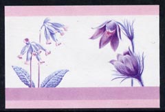St Vincent - Bequia 1985 Flowers (Leaders of the World) 10c (Primula veris & Pulsatilla vulgaris) imperf se-tenant proof pair in magenta & blue only unmounted mint