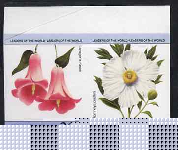St Vincent - Bequia 1985 Flowers (Leaders of the World) 20c (Lapageria rosea & Romneya coulteri) imperf se-tenant pair unmounted mint