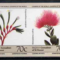 St Vincent - Bequia 1985 Flowers (Leaders of the World) 70c (Anogozanthos manglesii & Metrosideros collina) imperf se-tenant pair unmounted mint