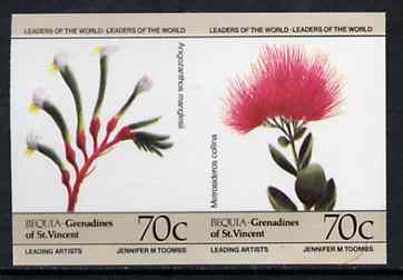 St Vincent - Bequia 1985 Flowers (Leaders of the World) 70c (Anogozanthos manglesii & Metrosideros collina) imperf se-tenant pair unmounted mint