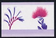 St Vincent - Bequia 1985 Flowers (Leaders of the World) 70c (Anogozanthos manglesii & Metrosideros collina) imperf se-tenant proof pair in magenta & blue only unmounted mint