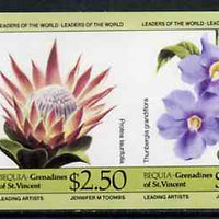 St Vincent - Bequia 1985 Flowers (Leaders of the World) $2.50 (Protea laurifolia & Thunbergia grandiflora) imperf se-tenant pair unmounted mint
