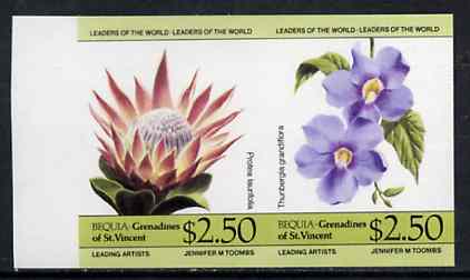 St Vincent - Bequia 1985 Flowers (Leaders of the World) $2.50 (Protea laurifolia & Thunbergia grandiflora) imperf se-tenant pair unmounted mint