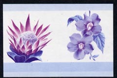 St Vincent - Bequia 1985 Flowers (Leaders of the World) $2.50 (Protea laurifolia & Thunbergia grandiflora) imperf se-tenant proof pair in magenta & blue only unmounted mint