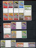 St Vincent 1987 East Caribbean Currency complete litho set of 18 made up from 10 se-tenant gutter pairs (folded through gutters) from uncut archive proof sheets, a rare and most unusual format for this issue SG 1098-1115
