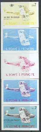 St Thomas & Prince Islands 1979 Aviation History 7Db (Dornier DO X) set of 5 imperf progressive proofs comprising blue and magenta single colours, blue & magenta and black & yellow composites plus all four colours unmounted mint