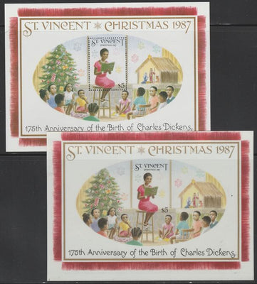St Vincent 1987 Christmas (Charles Dickens) m/sheet (Teacher reading to Class) full colour die proof on Cromalin plastic card (ex archives) plus issued m/sheet,SG MS 1124