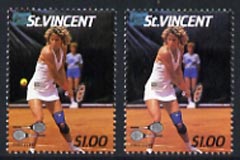 St Vincent 1987 International Tennis Players $1 (Chris Evert) unmounted mint with ball omitted plus normal, SG 1060var*