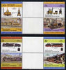 St Vincent - Union Island 1984 Locomotives #1 (Leaders of the World) set of 8 in se-tenant gutter pairs (folded through gutters) from uncut archive proof sheets unmounted mint