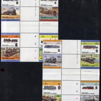 St Vincent - Union Island 1984 Locomotives #2 (Leaders of the World) set of 16 in se-tenant cross-gutter block (folded through gutters) from uncut archive proof sheet, some split perfs & wrinkles but a rare archive item unmounted mint