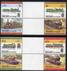 St Vincent - Union Island 1985 Locomotives #3 (Leaders of the World) set of 8 in se-tenant gutter pairs (folded through gutters) from uncut archive proof sheets unmounted mint