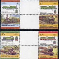 St Vincent - Union Island 1985 Locomotives #3 (Leaders of the World) set of 8 in se-tenant gutter pairs (folded through gutters) from uncut archive proof sheets unmounted mint