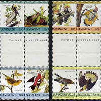St Vincent 1985 John Audubon Birds (Leaders of the World) set of 8 in se-tenant gutter pairs (folded through gutters) from uncut archive proof sheets unmounted mint (SG 854-61)