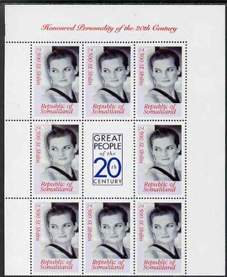 Somaliland 2000 Honoured Personality of the 20th Century - Princess Diana perf sheetlet containing 8 values plus label, unmounted mint. Note this item is privately produced and is offered purely on its thematic appeal