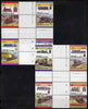 St Vincent - Union Island 1986 Locomotives #4 (Leaders of the World) set of 16 in se-tenant cross-gutter block (folded through gutters) from uncut archive proof sheet, some split perfs & wrinkles but a rare archive item unmounted mint