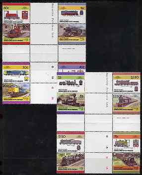 St Vincent - Union Island 1986 Locomotives #4 (Leaders of the World) set of 16 in se-tenant cross-gutter block (folded through gutters) from uncut archive proof sheet, some split perfs & wrinkles but a rare archive item unmounted mint
