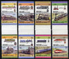 St Vincent - Union Island 1986 Locomotives #5 (Leaders of the World) set of 16 in se-tenant gutter pairs (folded through gutters) from uncut archive proof sheets unmounted mint