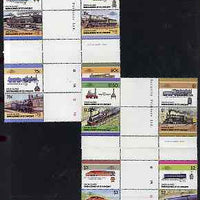 St Vincent - Union Island 1986 Locomotives #5 (Leaders of the World) set of 16 in se-tenant cross-gutter block (folded through gutters) from uncut archive proof sheet, some split perfs & wrinkles but a rare archive item unmounted mint