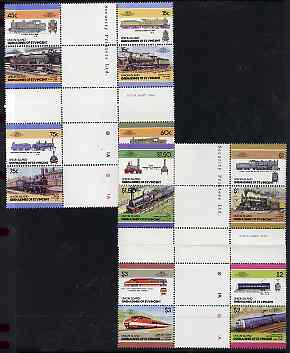 St Vincent - Union Island 1986 Locomotives #5 (Leaders of the World) set of 16 in se-tenant cross-gutter block (folded through gutters) from uncut archive proof sheet, some split perfs & wrinkles but a rare archive item unmounted mint