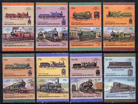 St Vincent - Union Island 1987 Locomotives #6 (Leaders of the World) set of 16 unmounted mint