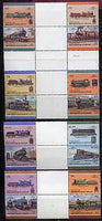 St Vincent - Union Island 1987 Locomotives #6 (Leaders of the World) set of 16 in se-tenant gutter pairs (folded through gutters) from uncut archive proof sheets unmounted mint