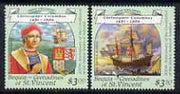 St Vincent - Bequia 1988 Christopher Columbus $3.50 & $3 perf values from Explorers set unmounted mint.